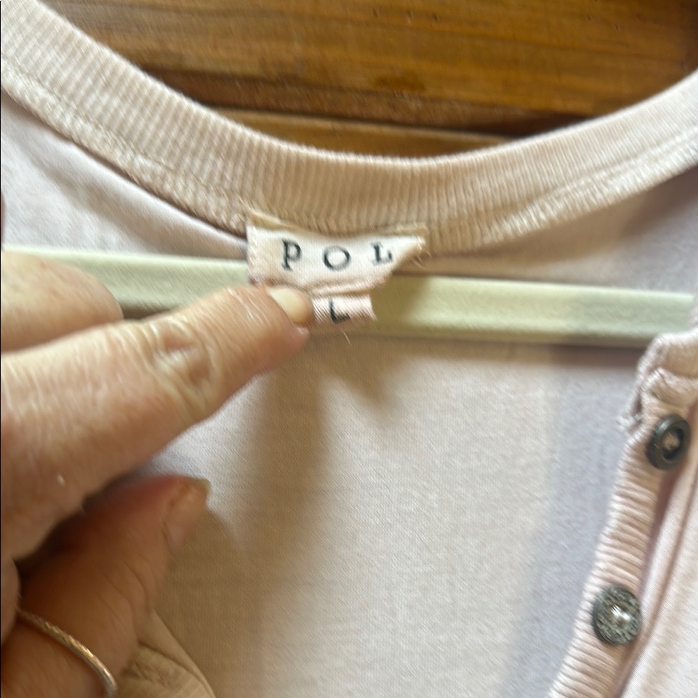 POL Pink Sleeveless Tank Top with Henley Neckline - Picture 2 of 5